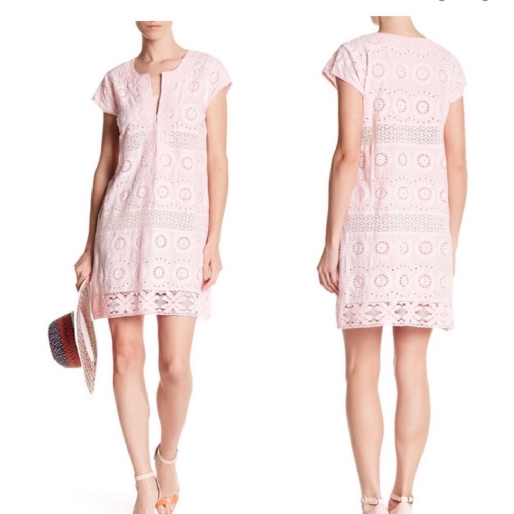 Calypso St. Barth Rondinara Pink Eyelet Dress Small